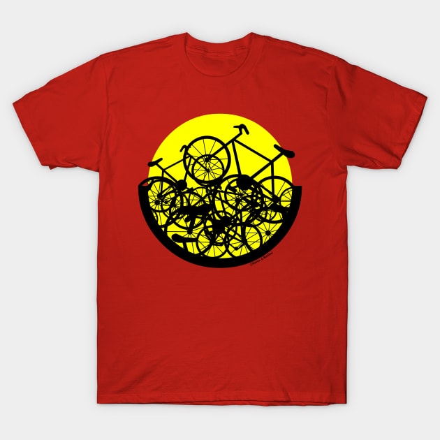 Jumbled Bicycles Circle T-Shirt by Barthol Graphics